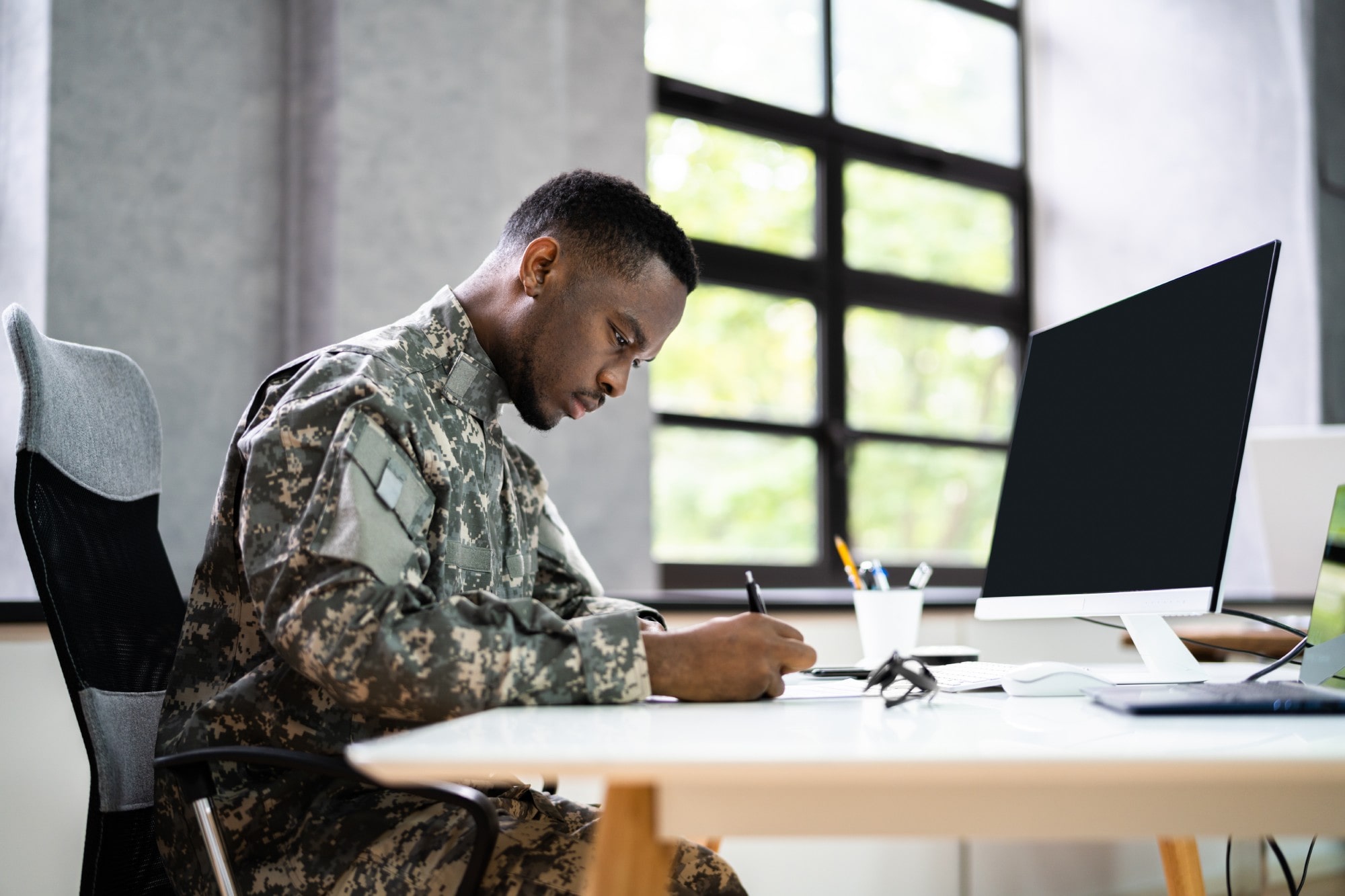 Military Man Writing